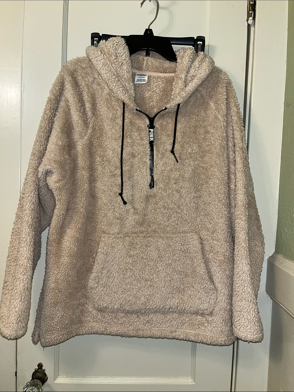 PINK Victoria's Secret Plush Faux Sherpa Hoodie - Beige